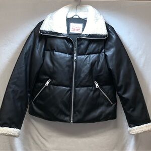 Levi's Breanna Faux Leather Puffer Jacket/Sherpa Lined Collar